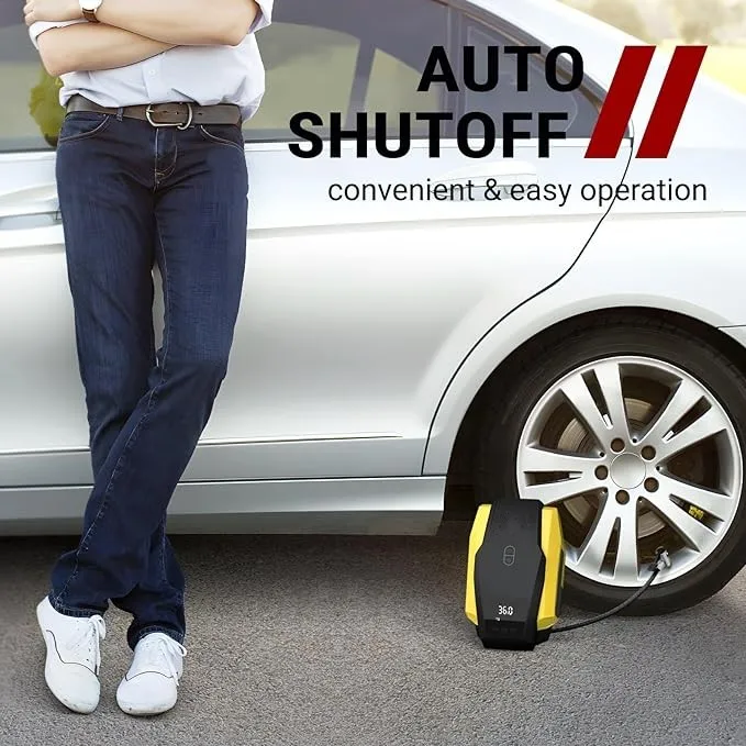 Portable Air Compressor - Air Pump for Car Tires (up to 50 PSI), 12V DC Tire Pump for Bikes LED Light, Digital Pressure Gauge,