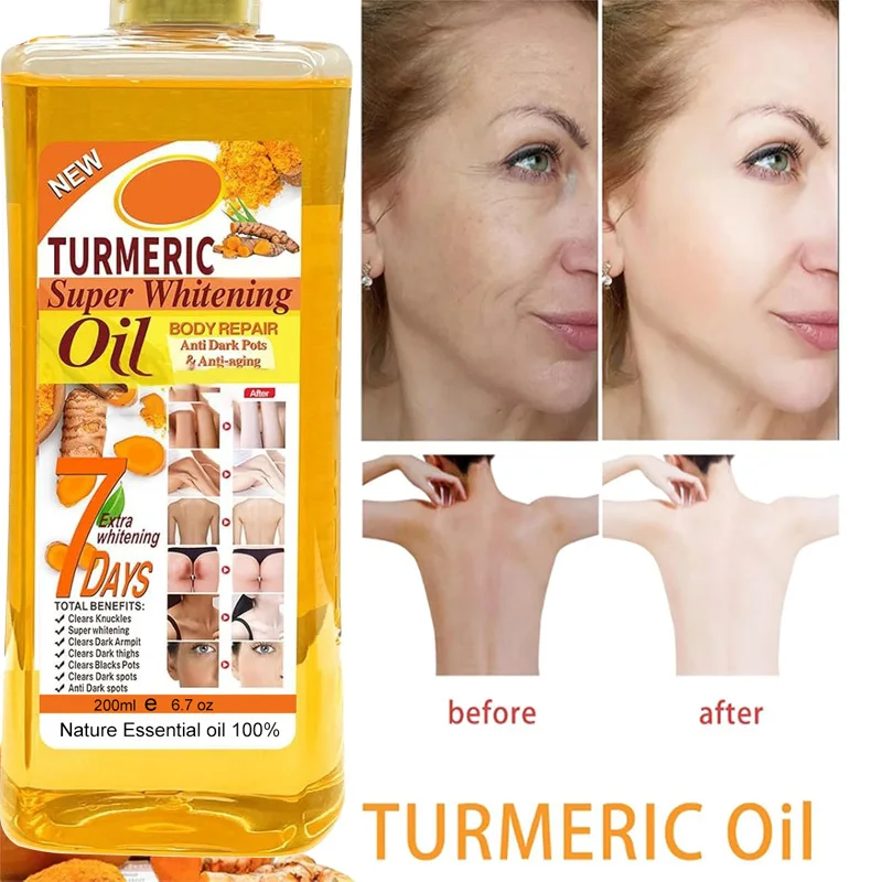 Private Label 7-Day Turmeric Super Whitening Anti-aging  Essential Oil Skin Care Serum For Dark Circles