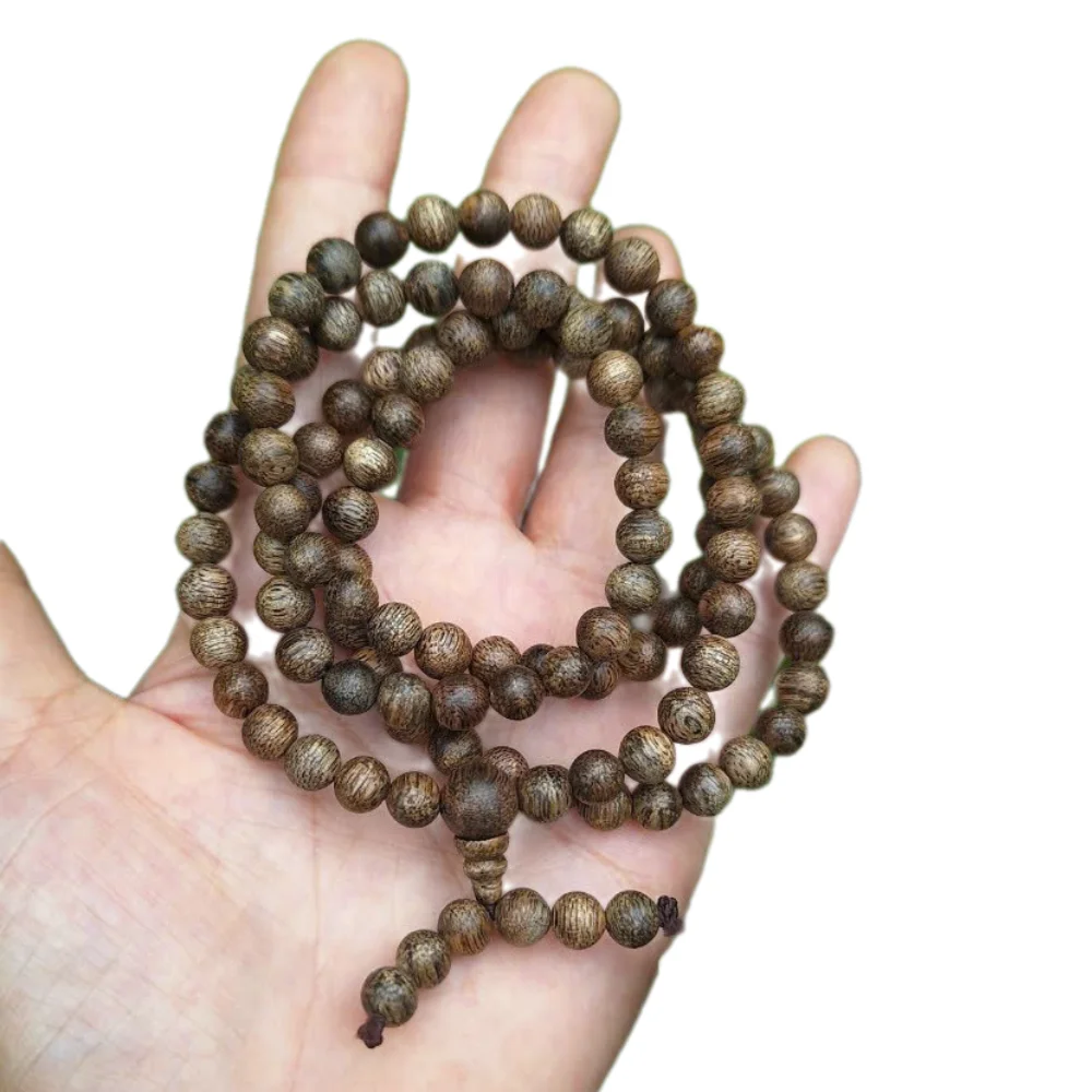 Высококачественный превосходный браслет из Вьетнама 108 бусины 6 мм изготовлен натурального черного дерева агарового