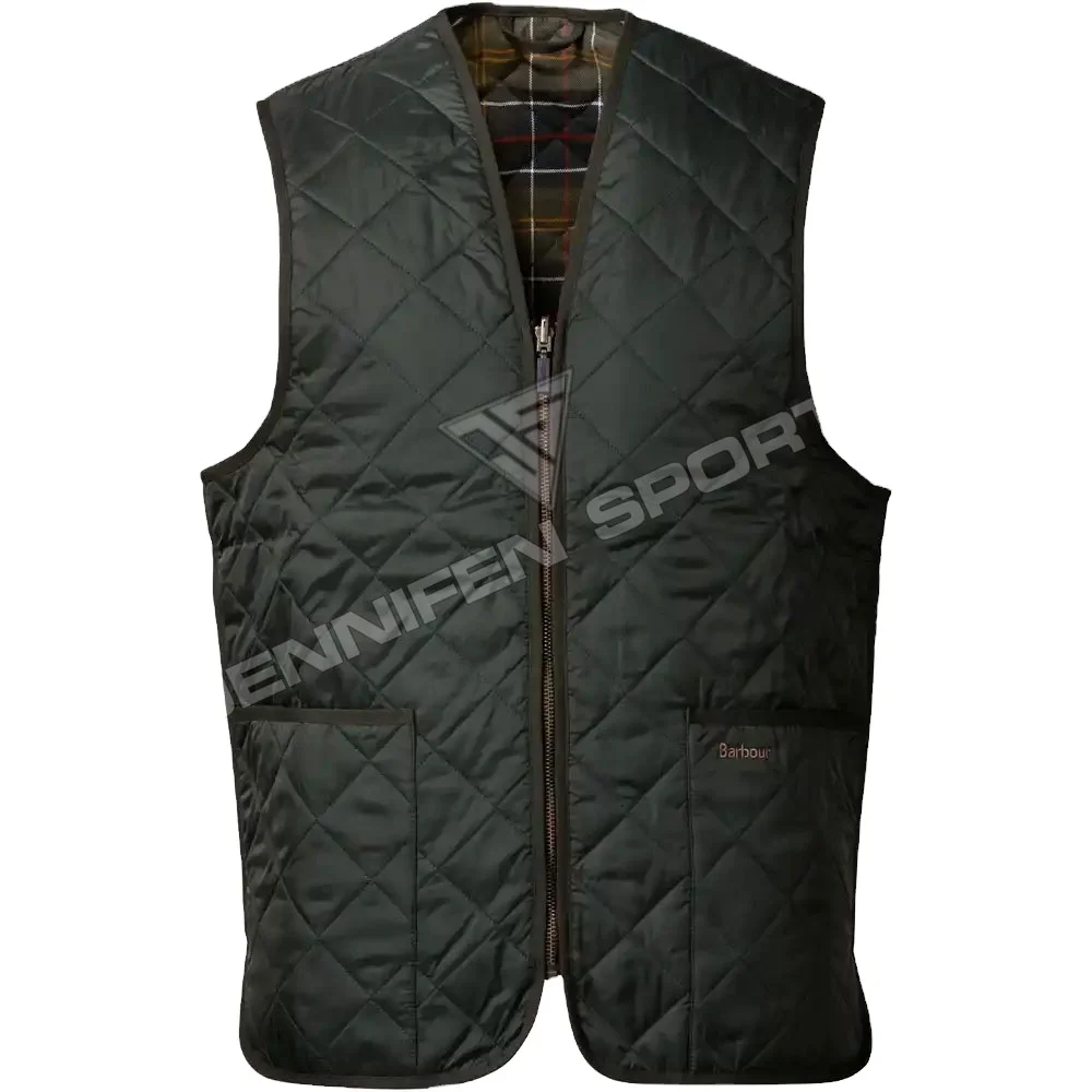 High Quality Hunting Vest Shell Material 100% Polyester Fabric Zipper Closing Front Pockets Inside Cotton Check Fabric Lining