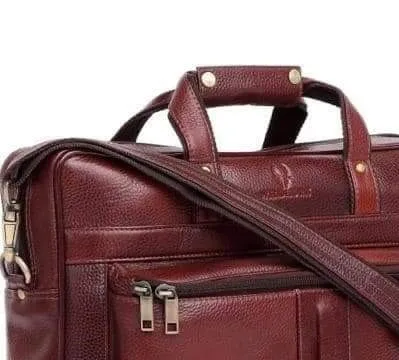 Portable leather laptop messenger bag adjustable and detachable strap office executive bags briefcase for Men