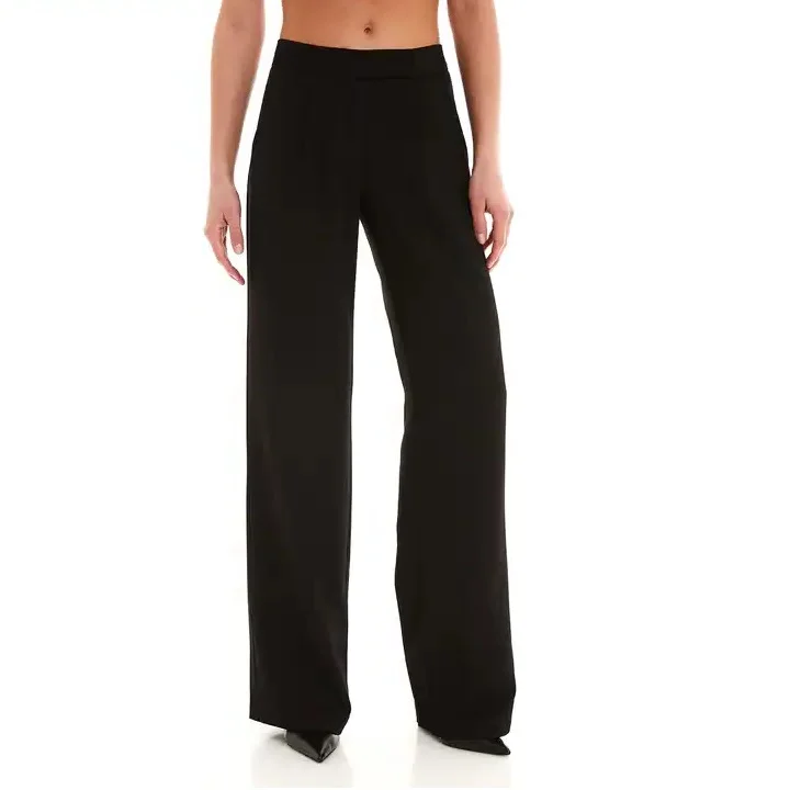 High Quality Breathable Clothing Colotte Elastic Waist Fashion Sustainable Office Wear Formal Women Pants OEM Service Trousers