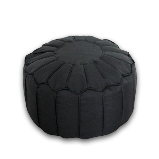 Flame retardant faux linen furniture round moroccan pouf footstool bean bag