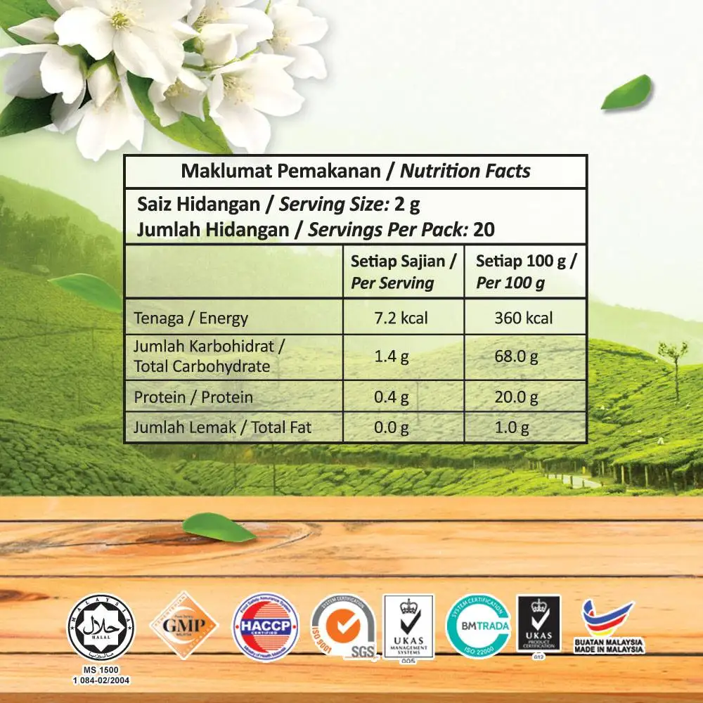 Low Price 20 Sachets Pot Bag Pack Green Tea with Jasmine Aromatic Original Fragrance Suitable For Vegetarian