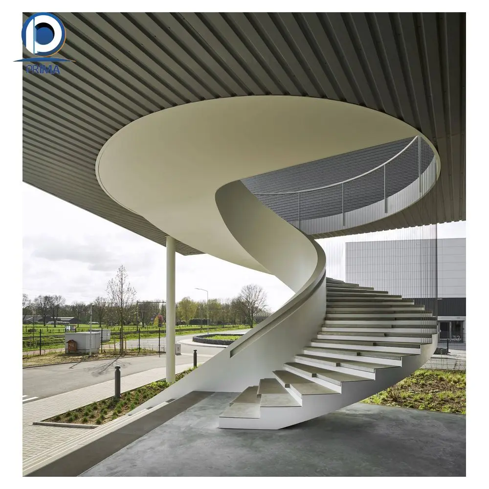 Prima Stairs House Interior Staircase Aluminum Designs Railing Curved Stair Spiral Staircase Wood Treads