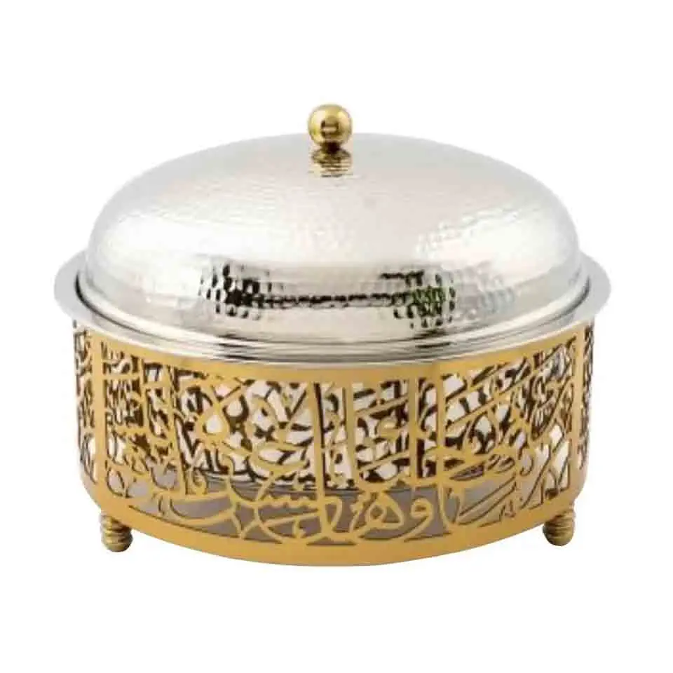 chaffing Supply Arabic Gold Finishing Food Serving Pot Wedding Display Dish Catering Equipment Pot with Hammered Lid Hot Selling