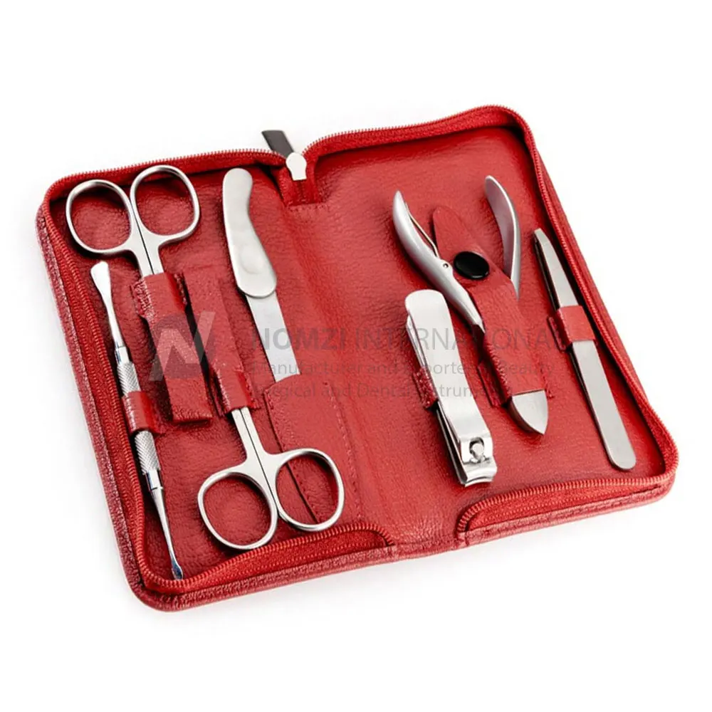Wholesale Professional High Quality Stainless Steel 8 Pcs Pedicure Set Personal Care Travel Kit Manicure Set with Leather Case