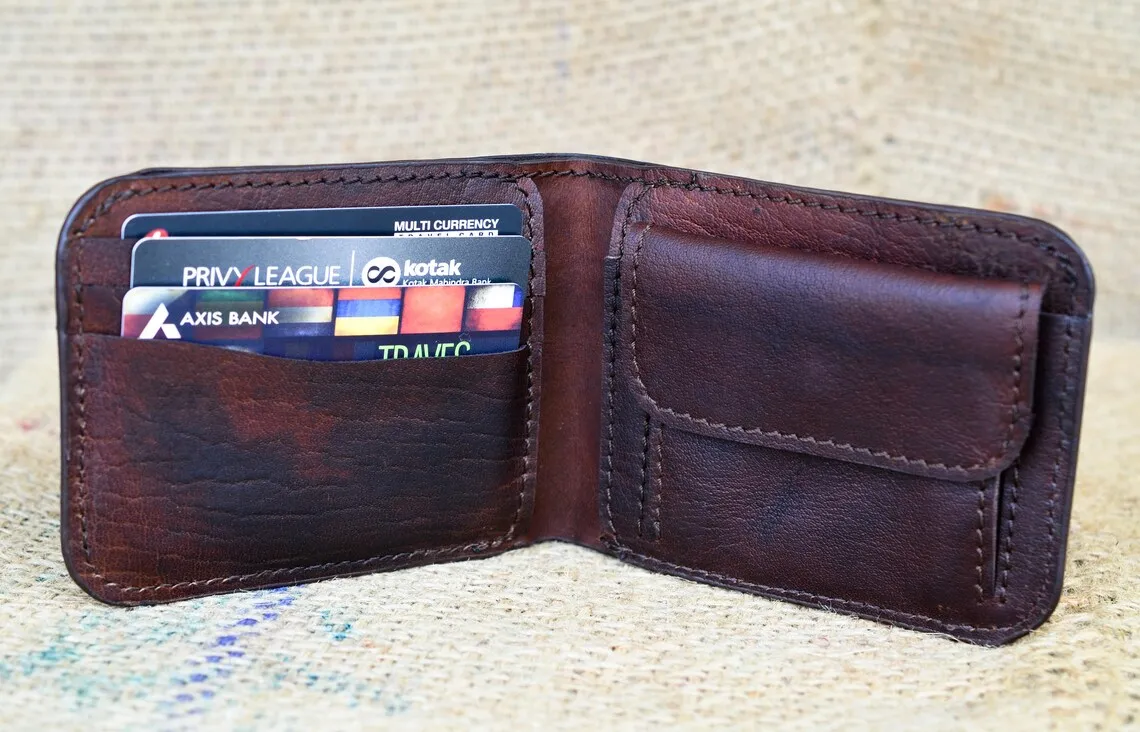 Best Brand 2024 Men Wallet Handcraft Vintage Buffalo Leather Credit Card Holder Premium Quality Women Luxury Wallet For Unisex