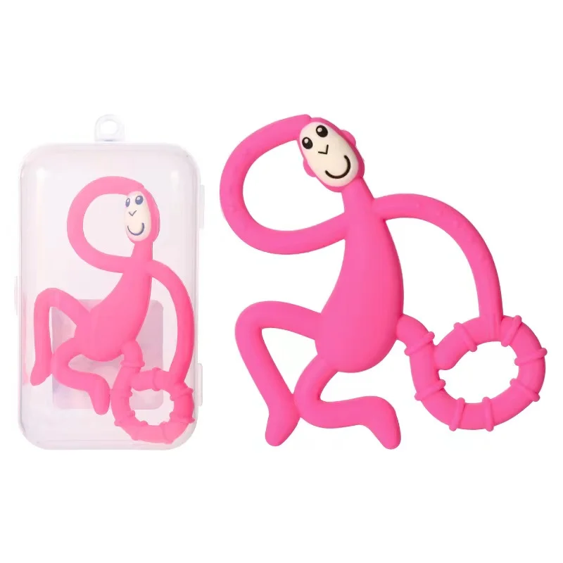 BPA Free Food Grade Silicone Baby Monkey Teether Animals Shape Silicone Teethers Reusable Infant Teeth Toys
