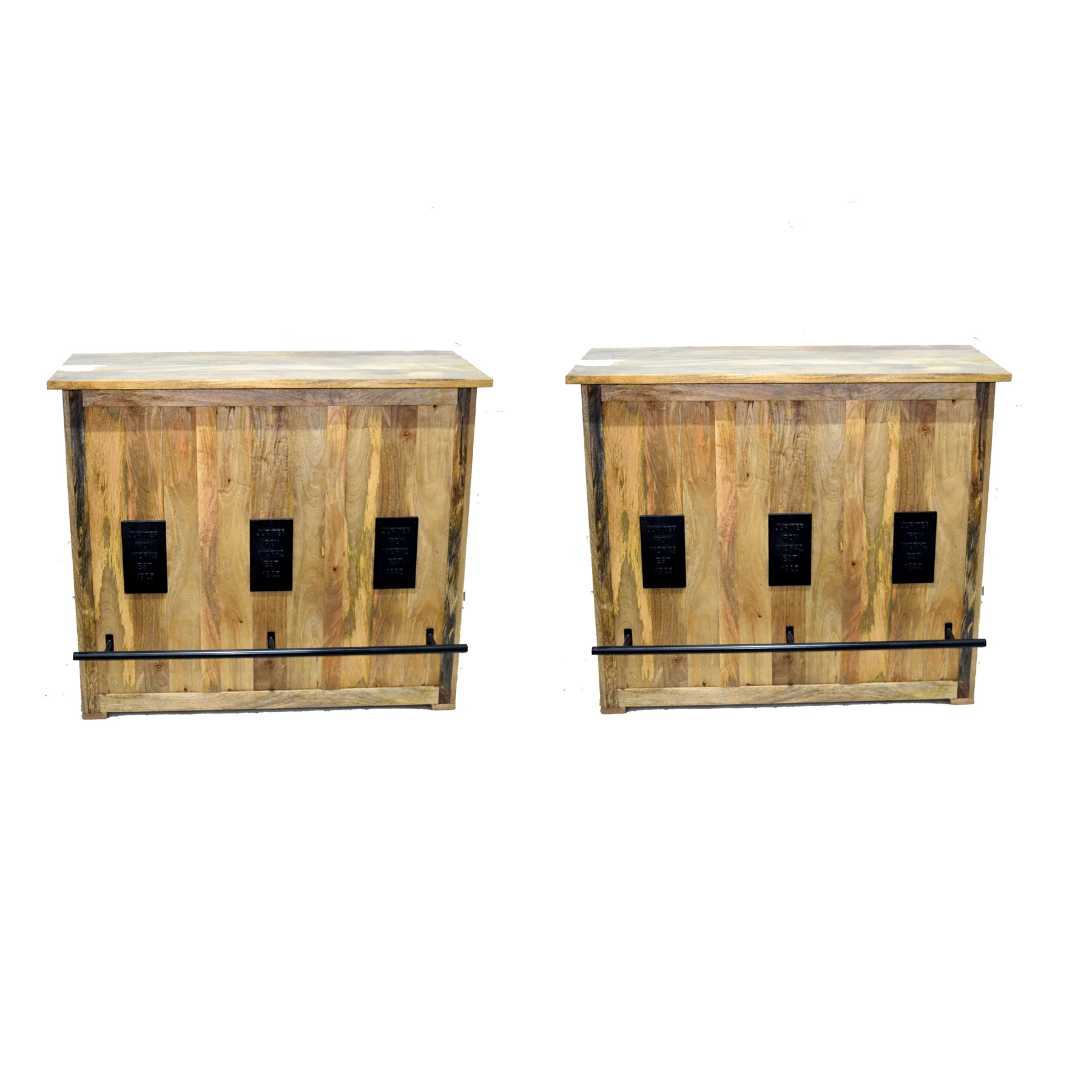 Hot Selling New Design Top Quality Iron and Mango Wood Bar Counter Table with Storage Cabinet for Home, Bar and Restaurant