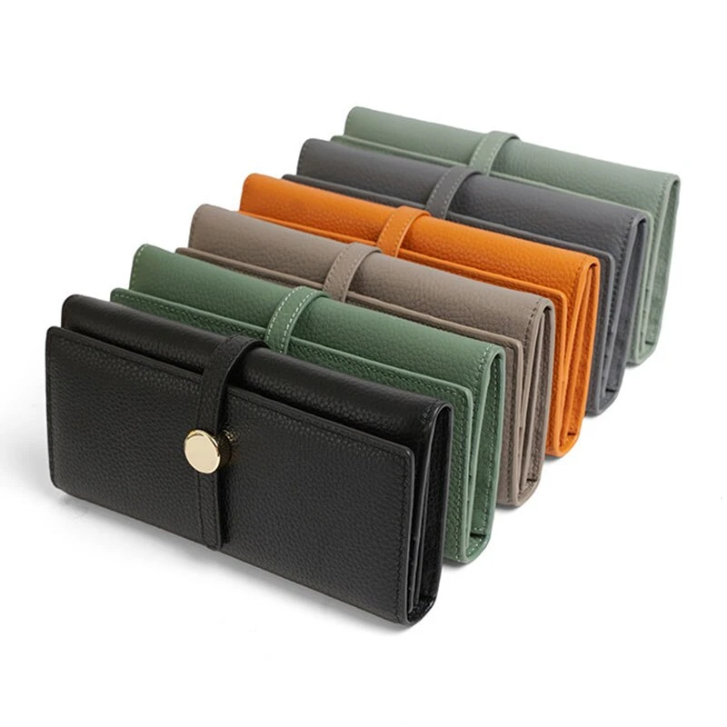 Custom Made Your Own Design Black Color High Quality Women Double Zipper Leather Wallets For Girls