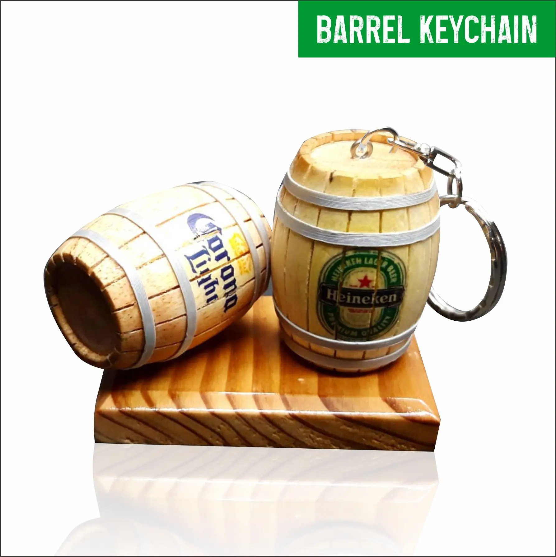 Wooden barrel keychain Customized desigen and logo Gifts and Souvenir company
