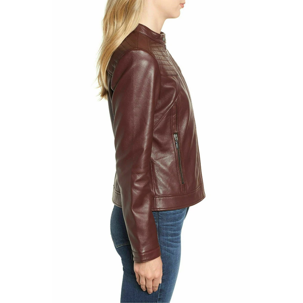 Top Selling Leather Jackets For Girls Long Sleeves Stand Collar Waterproof Biker Jackets made in Pakistan