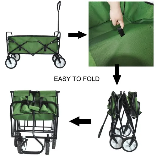 Wholesale Outdoor Beach Camping Collapsible Utility Wagon 4 Wheel Garden Tool Folding All Terrain beach wagon big wheels