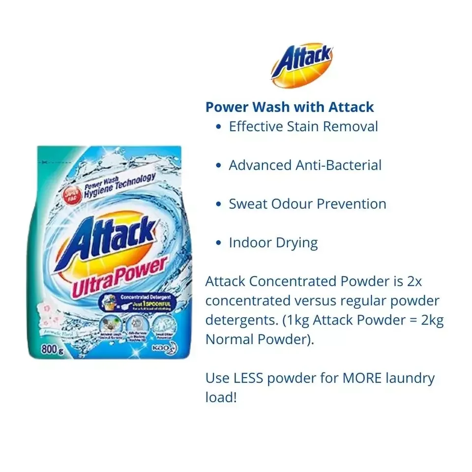 High Foam Whiten Safe Aroma Indoor Drying Washing Powder New Thailand Attack Ultra Laundry Detergent Power Floral 800g for Sale