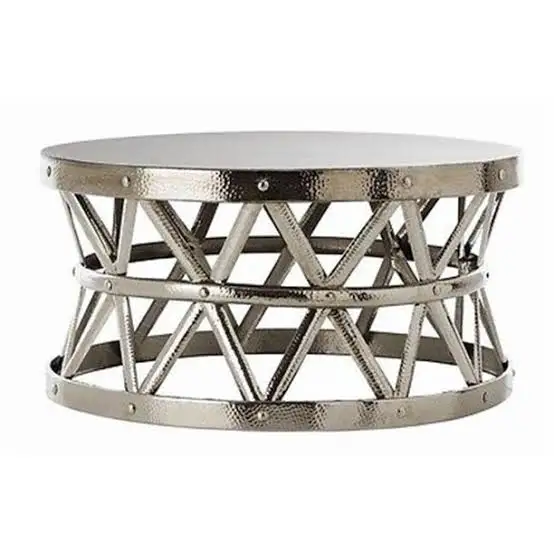 Indian Manufacturer Latest Designer Metal Round Silver Coffee Table High Quality Material Living Room Furniture