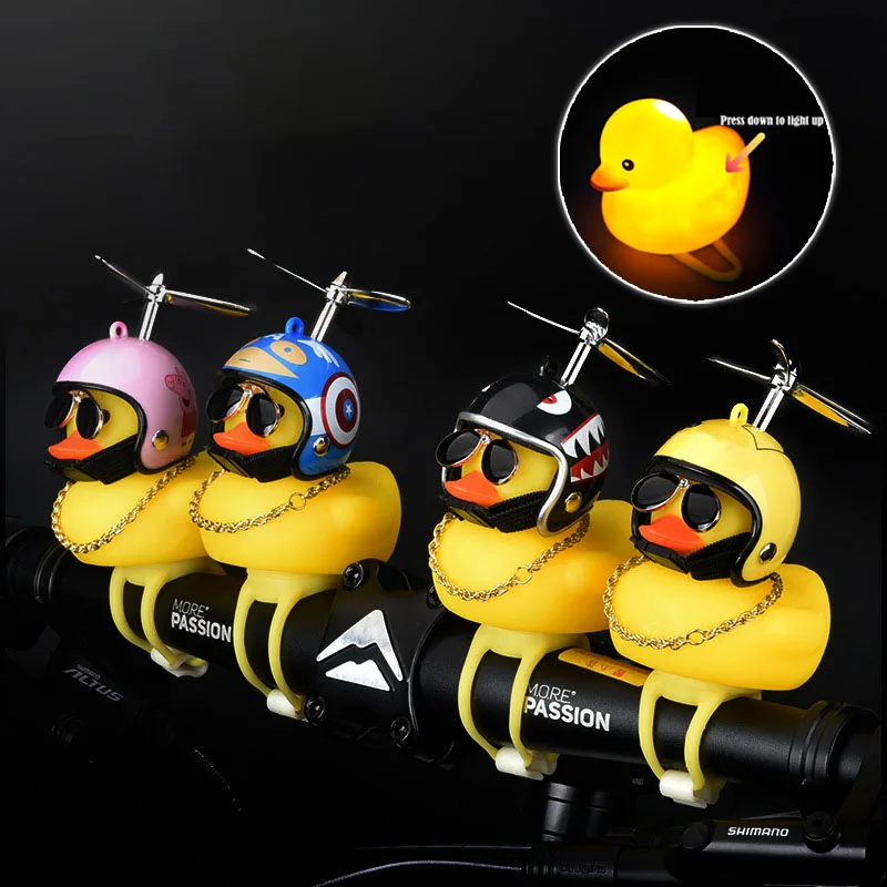 High Quality Safty Electric Bike Motorcycle Tiktok Mini Silicone Broken Wind Yellow Duck Bamboo Dragonfly Bell Horn With Helmet