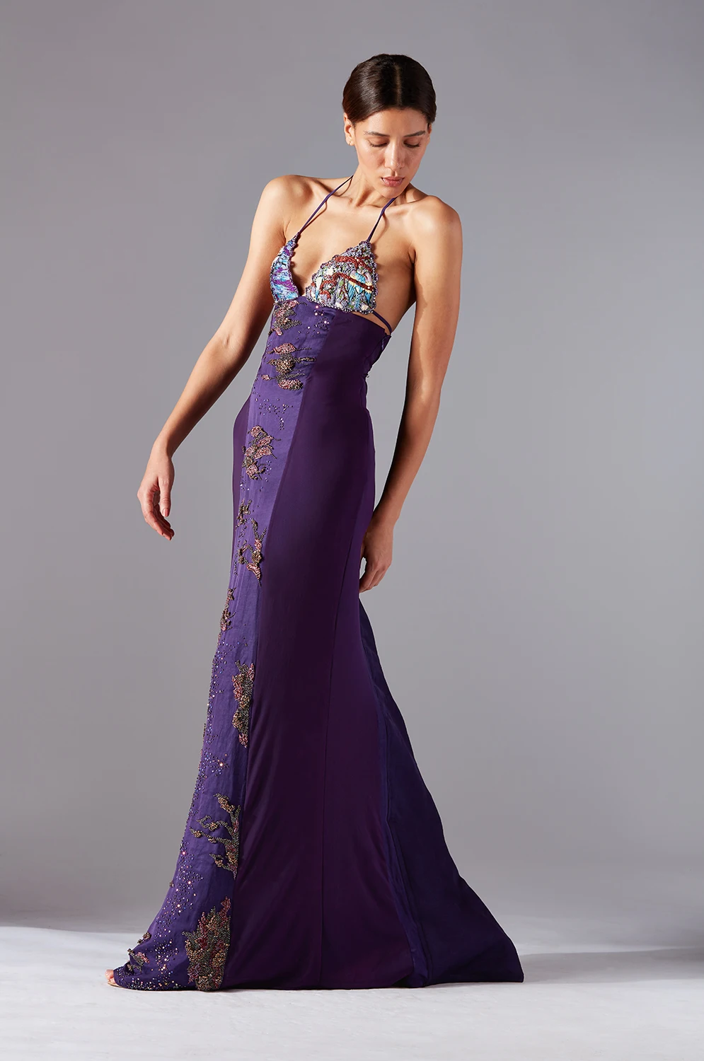 New Clothing Luxury Purple Tie able Backless Maxi Dress Party Lady Gowns For Women Evening Dress At Affordable Price