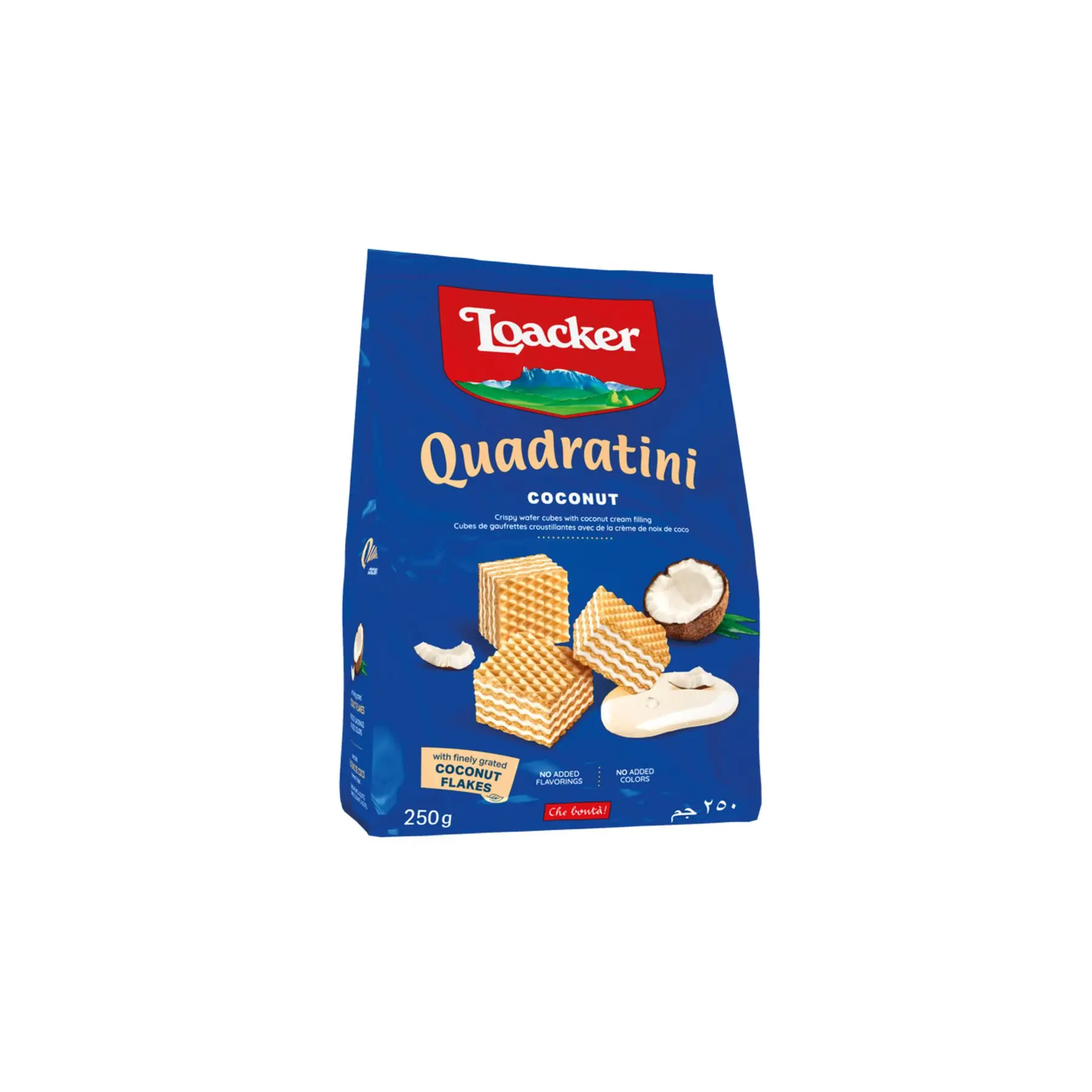 Экзотические кокосовые вафли Loacker Quadratini-250 г в упаковке по 18 штук-идеально подходят для сладкого побега в Тропическое кокосовое блаженство