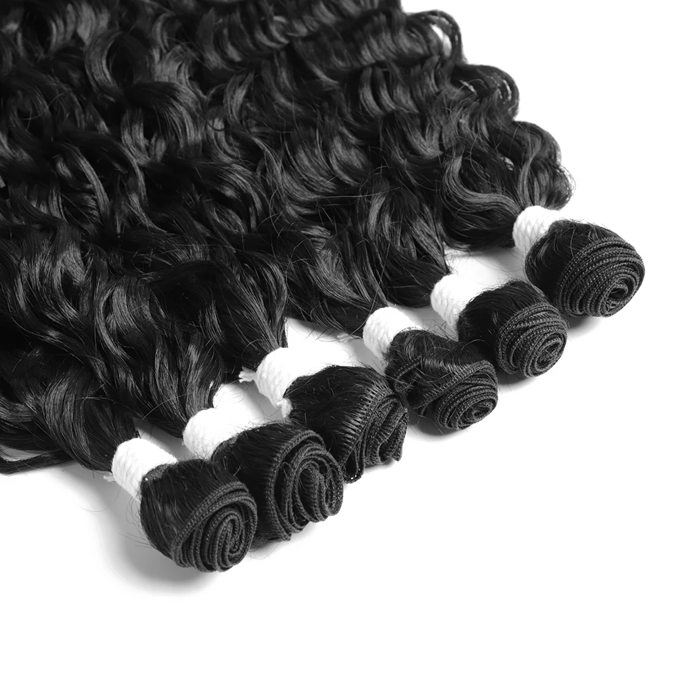 Noble Protein Fibre Organic Kinky Curl Mini Curl Water Wave Brazilian Wave Hair 6pcs 260 Gram Natural Black Hair Bundles