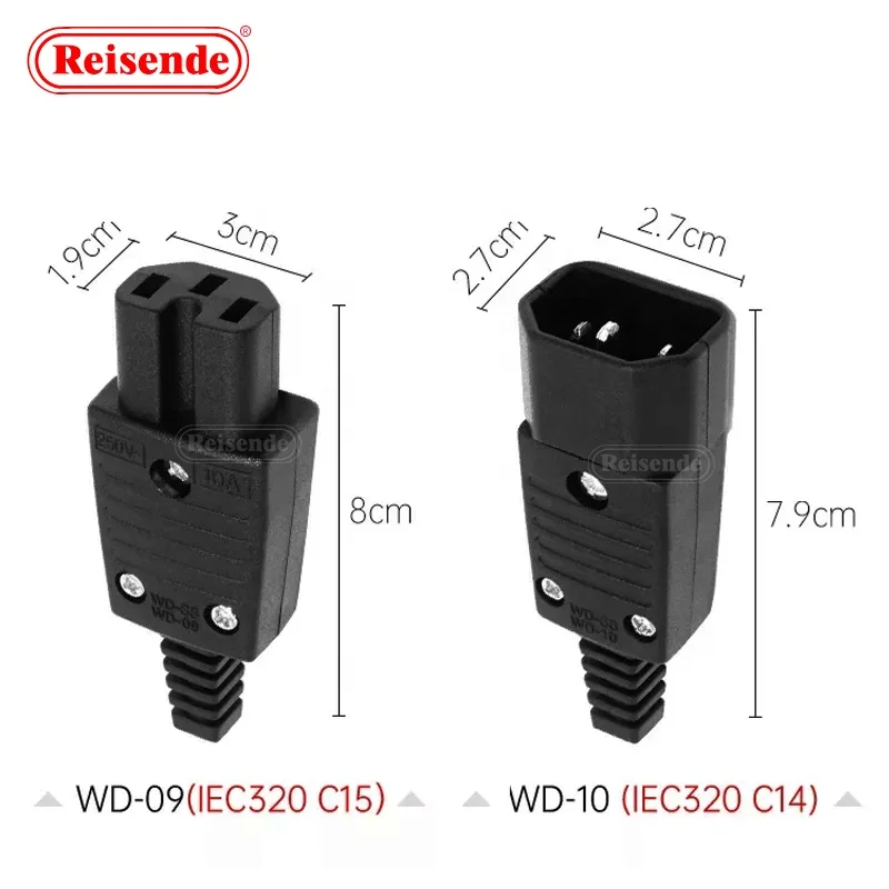 IEC320 C14 C15 AC PDU/UPS Wired Power Outlet Socket Cable Assemble Install Electrical Panel Receptacle AC Socket 250V 10A