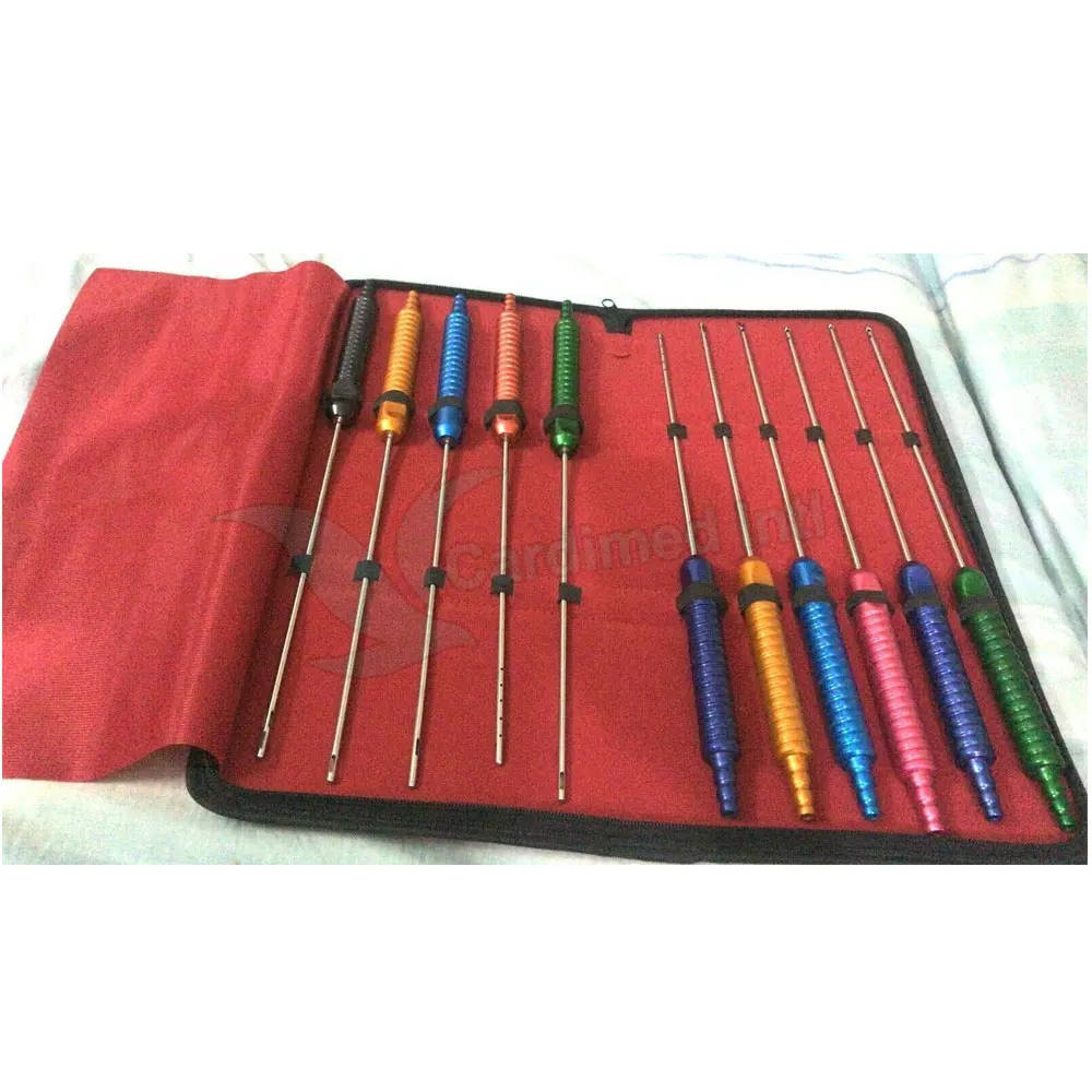 Liposuction Cannula Complete Set Of 10 Pieces Plastic Surgery Cannula With Suction Handle For Sale