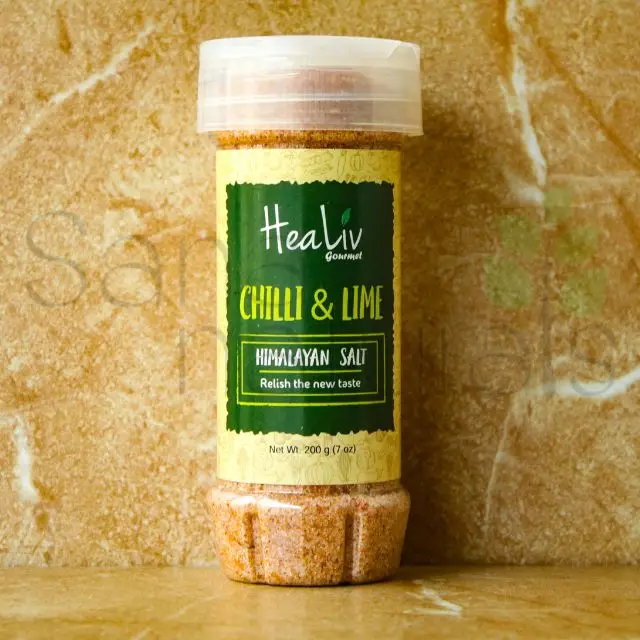 Chilli & Lime Himalayan Pink Salt Pakistan HeaLiv Gourmet Flavored Collection 200gms Salt Shaker Premium Quality