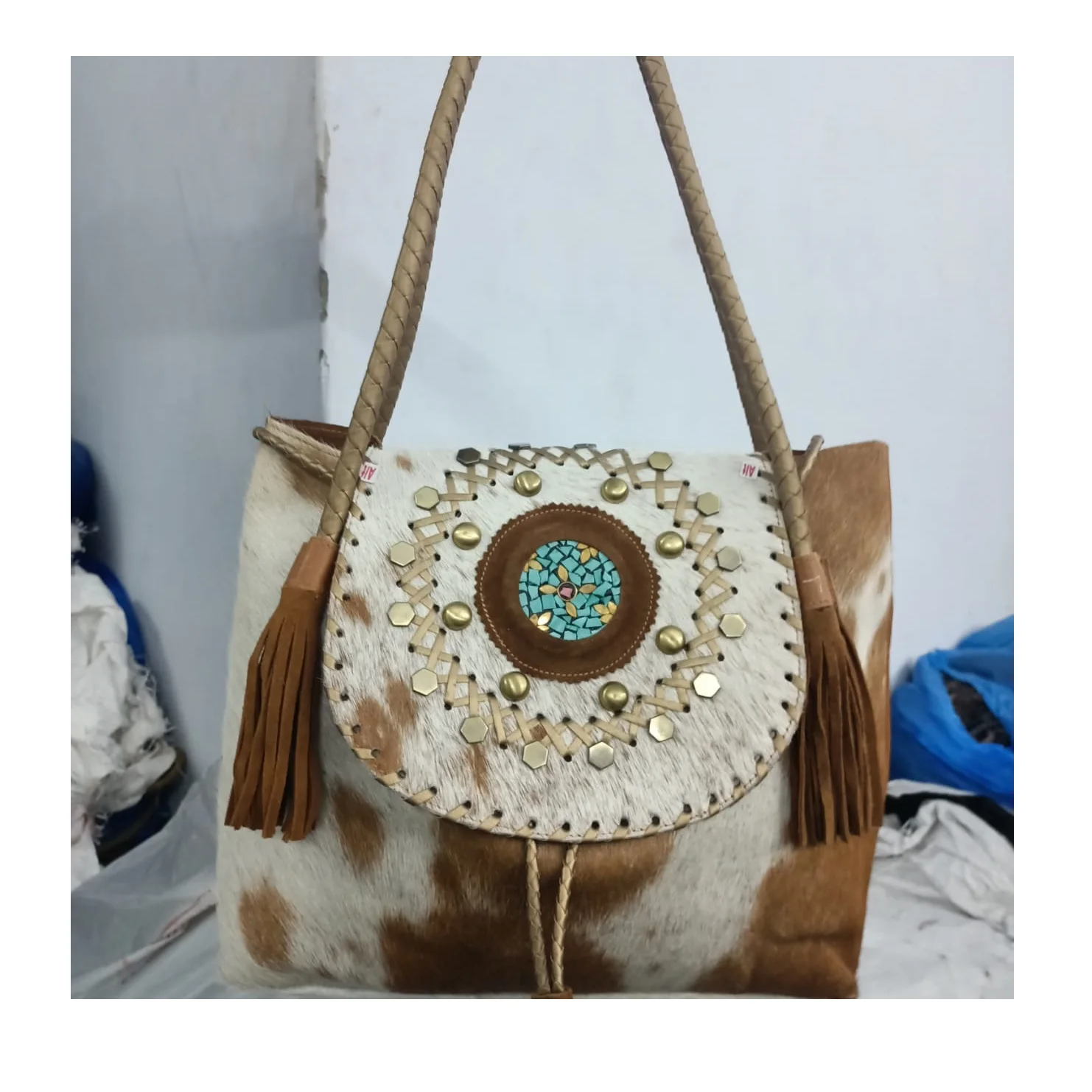 Genuine Leather Tote Bags Men Women Wholesale Evening Bag Canvas and Leather Shoulder bag Guru Kirpa Export House