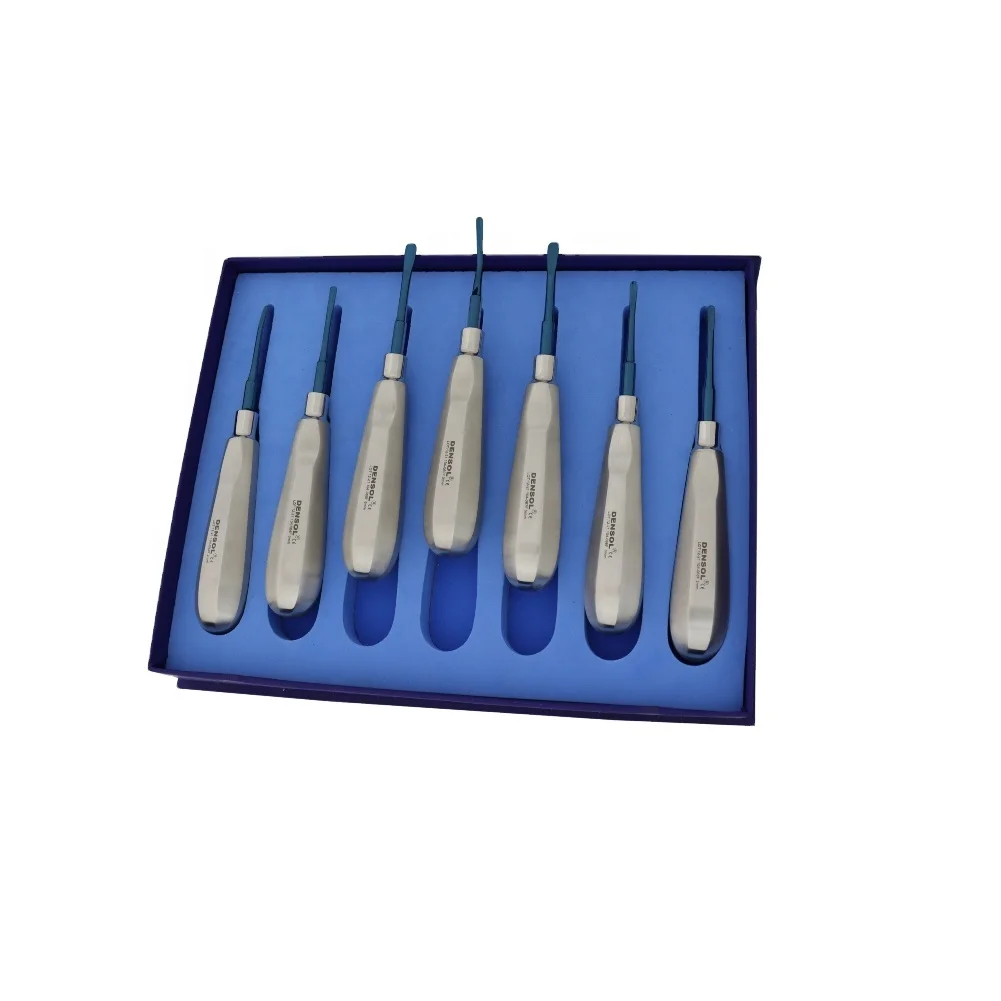 Dental Luxating Root Elevators Tooth Extracting Sets Kits Set of 7 Fine/sharp Titanium Blue Tip Elevator TGA Australia Approved