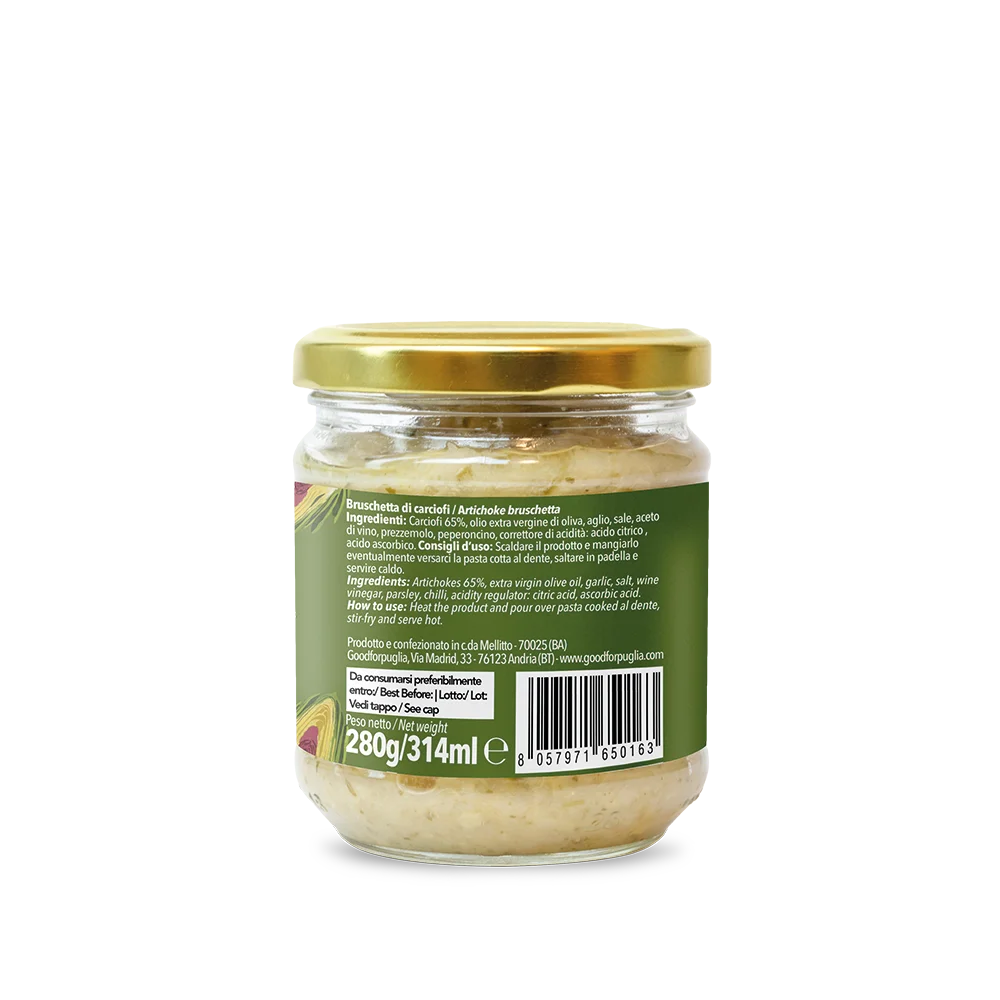 Premium Italian Cream with Artichoke, 180g Glass Jar ideal for Import or Retail