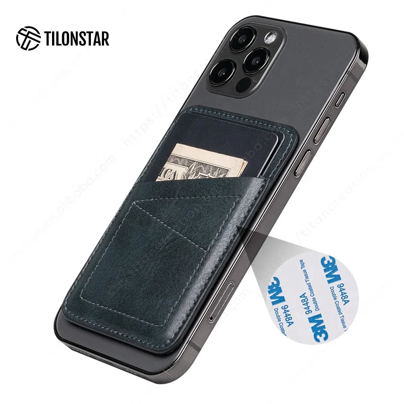 High Quality Cell Phone Credit Card Holder Wallet 3M Sticky Leather Phone Back Card Holder