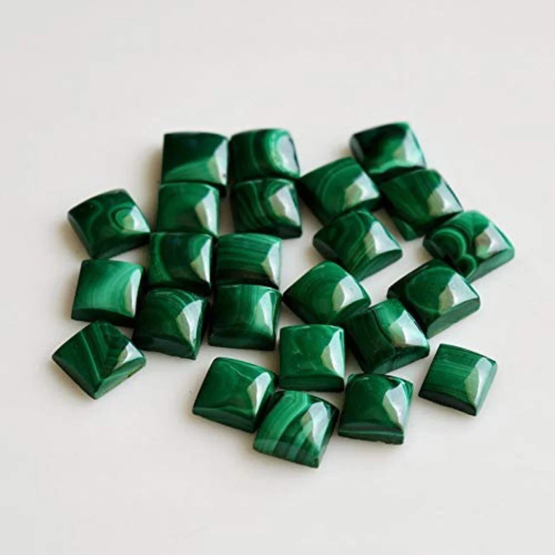 6x6 MM Square Shape Princess Cut Malachite Calibrated Size Stone Loose Gemstone Cabochon 6*6 mm