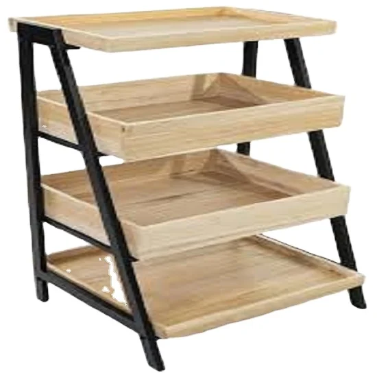 Factory wholesale commercial wooden shoe display rack,simple design shop metal shoes wall display rack