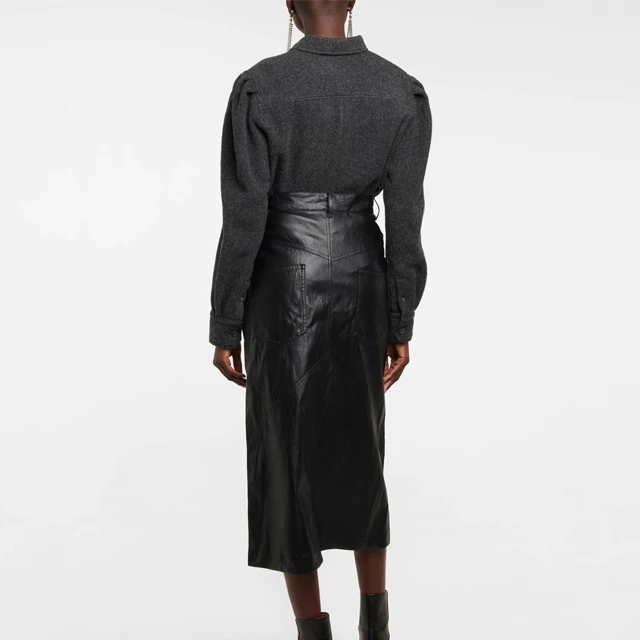Plain Black Women Leather Skirt Custom Logo Custom Color Custom Sizes 100% Breathable Teen Girls Skirts