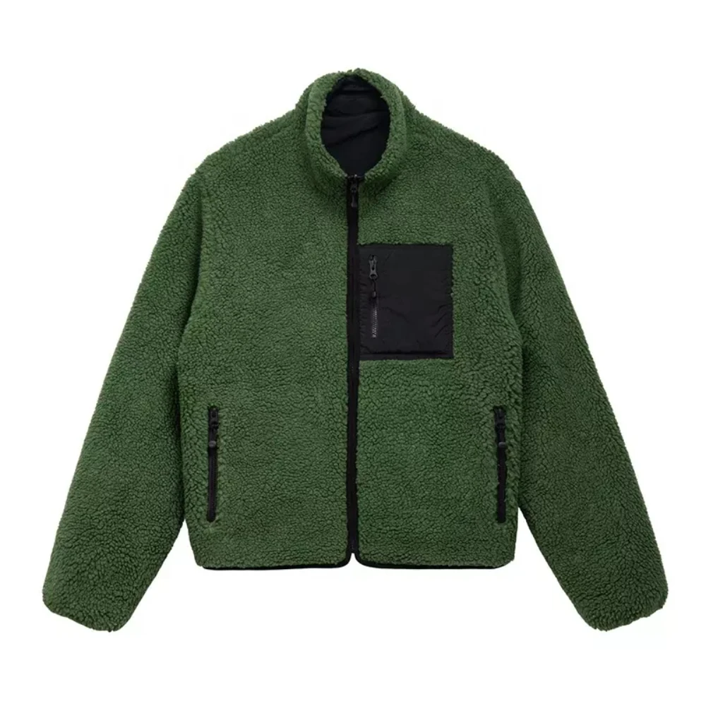 Custom Design Winter Thick Black And Custom Colours Sherpa Fleece Jacket 2023
