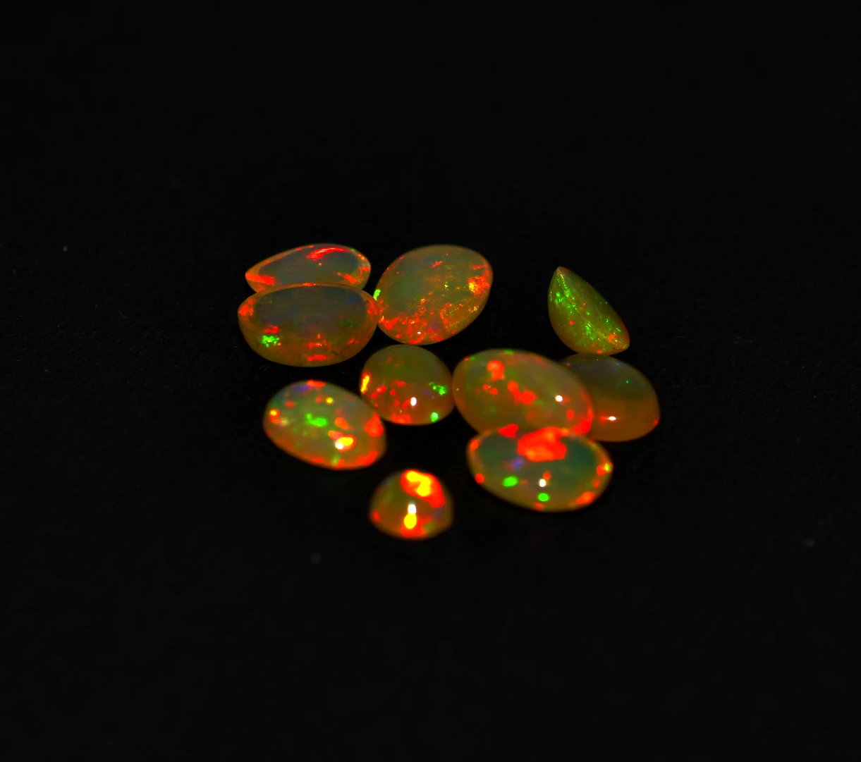 Ethiopian Opal Multi Fire Welo Cabochon Flat Back Natural Loose Gemstone Crystal Mix Sizes & Shape for Jewelry Pendant Necklace