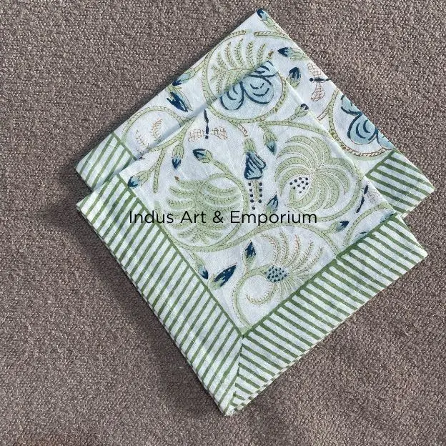 Beautiful Handmade Cotton Napkins Wholesale Hand Block Printed Cotton Napkins Colorful Hand Block Napkins