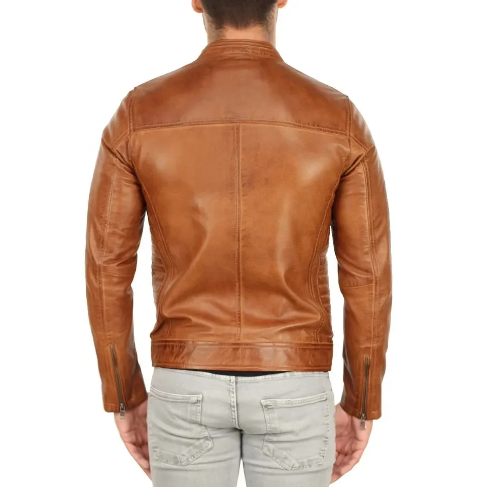 Comfortable Popular Design Flap pocket Printed Leather jackets for Men Best Price Mens Leather Jacket