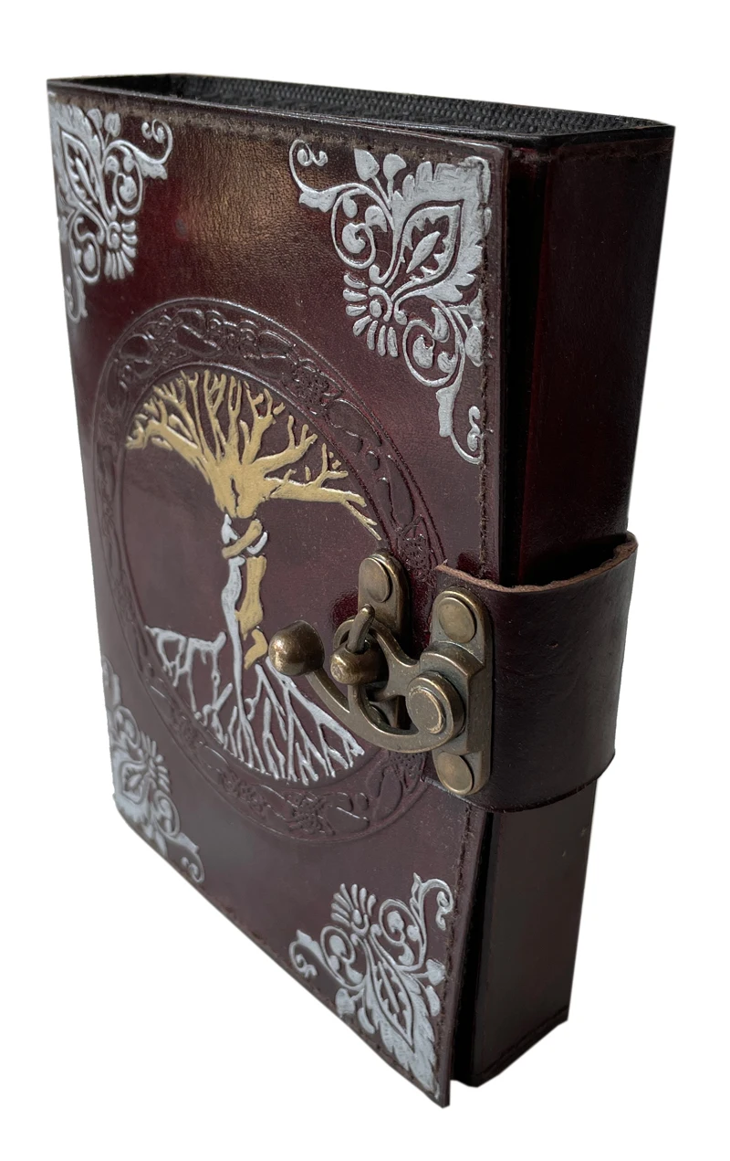 Handmade deckle edge paper mother of earth leather journal writing notebook tree of life antique embossed bound daily notepad