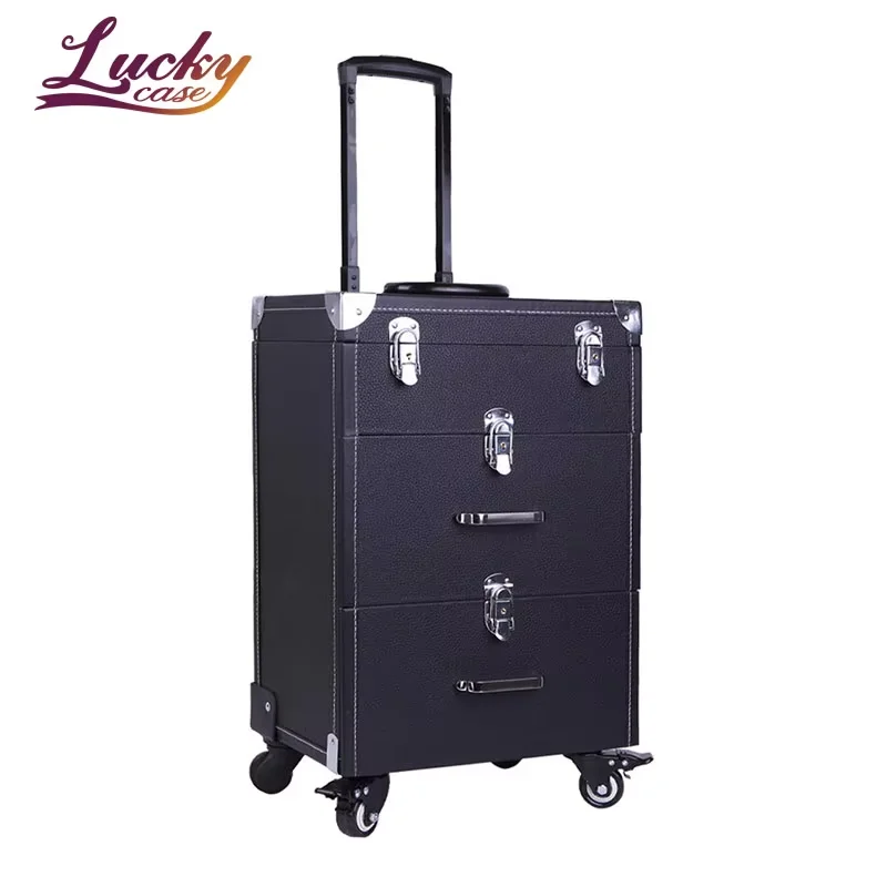 Custom Makeup Rolling Suitcase Artist Beauty Trolley Cosmetic Organizer Case Portable Large Space Makeup Drawer Case