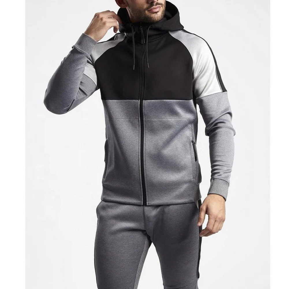 Small Quantity Custom men Sweat Suits Solid Jogger Sets Zipper Hoodie Tracksuits men Two Pieces Pants Set With Logo Jogging Suit