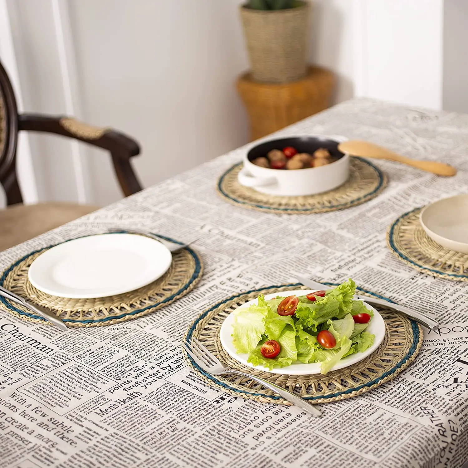 Seagrass Placemat Placemats Straw Made in Vietnam Round and Rectangular Woven Raffia Mat Table Dish Pads