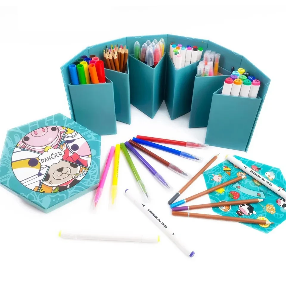 Deluxe 106-piece Three-dimensional Cardboard Painting Set Drawing Art Marker Set Art Stationery Set For Kids