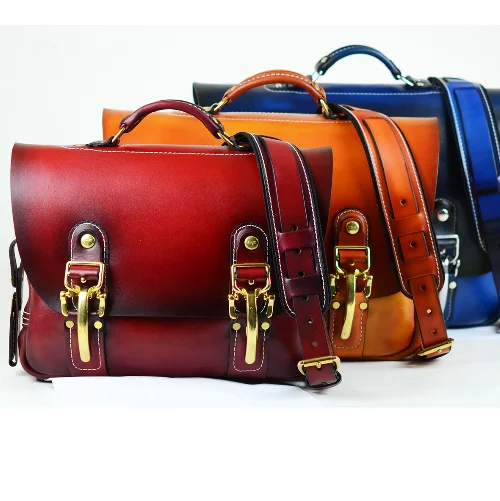 Burgundy Leather Saddle Bag Vintage Look High Quality Leather Messenger Bag Travel Crossbody Briefcase Business Messenger Bags