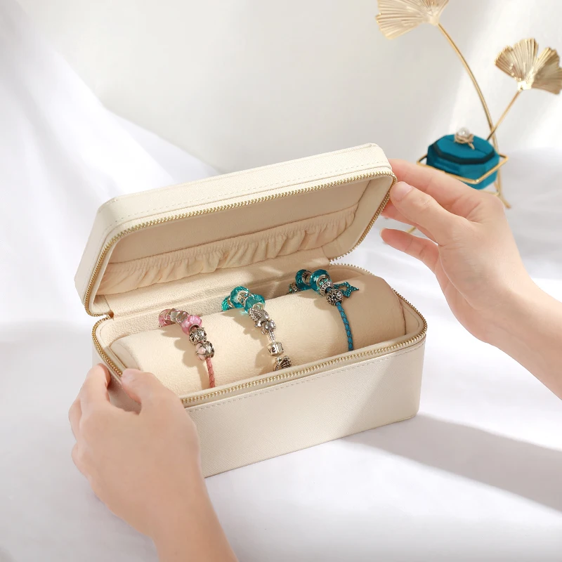 WEIMEI Spot Waterproof Zipper Pu Leather Rectangle leather Customize Logo Bracelet storage box for Jewelry  Organizer Bag