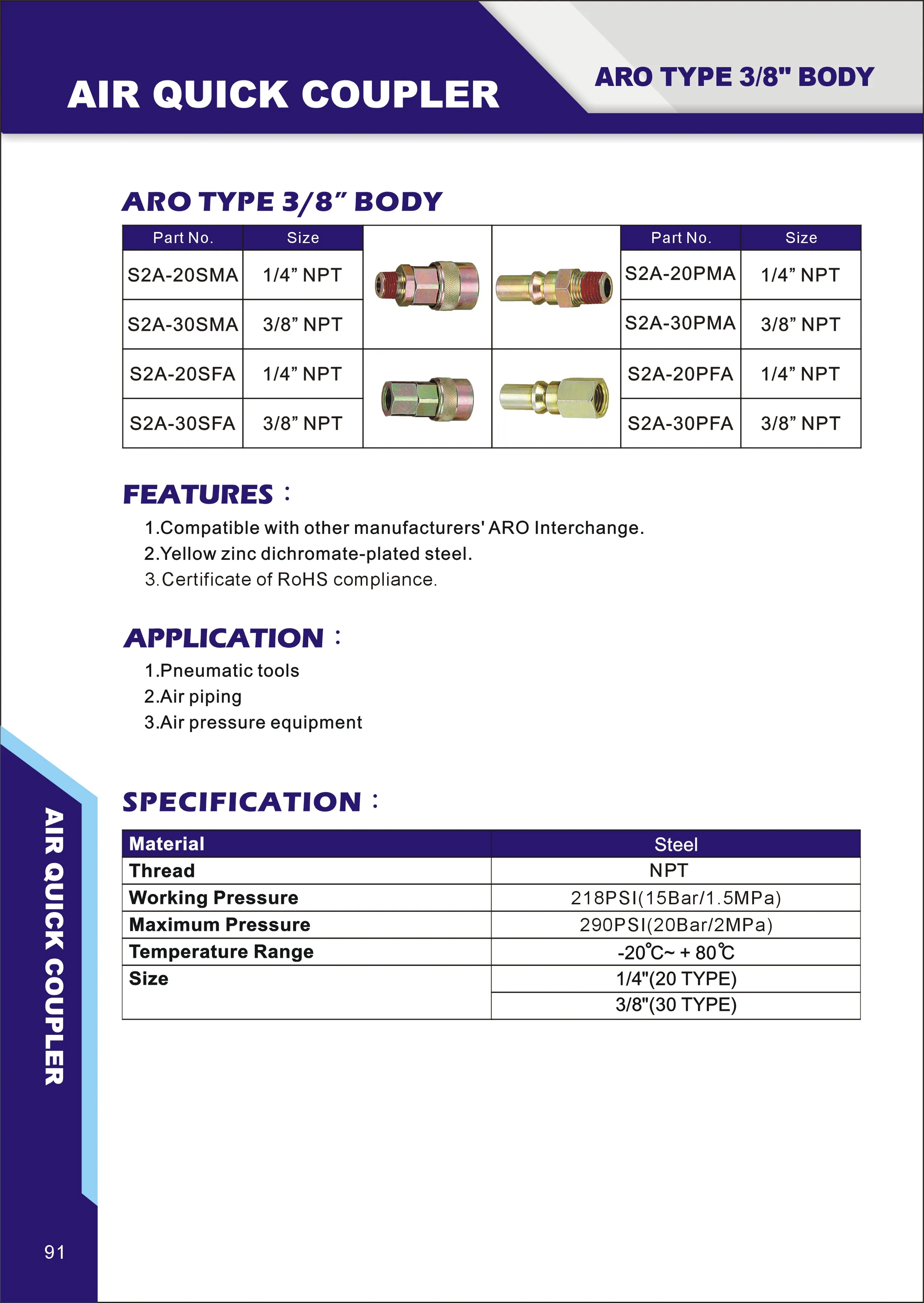 ARO type 3/8 body coupler_quick connector