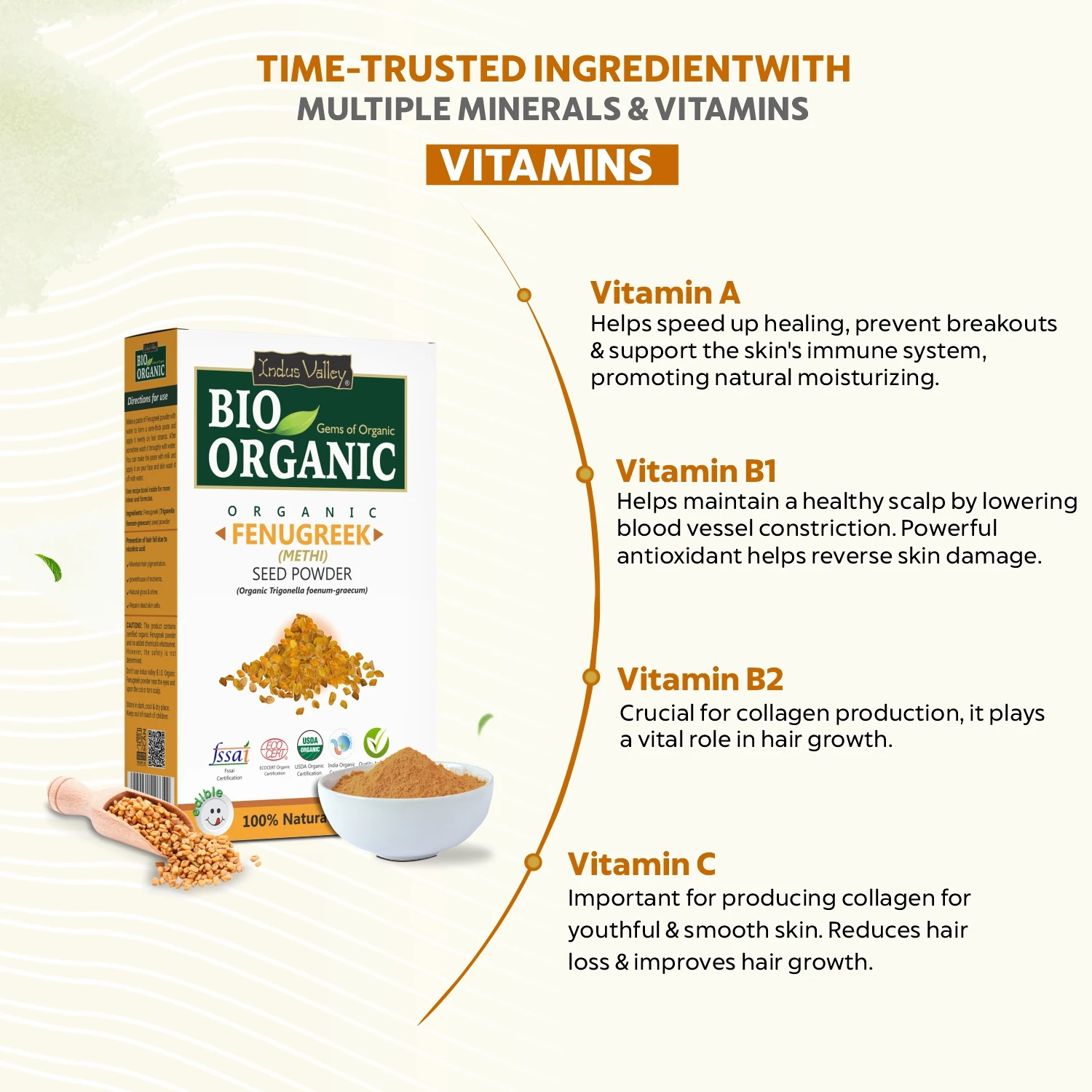 INDUS VALLEY Bio Organic Fenugreek Methi Powder for Hair Care -(100g)