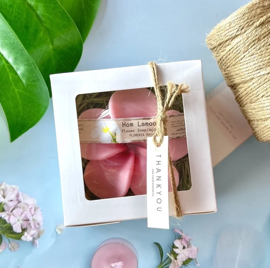 2024 New Year Gift Valentine Gift Set Coconut Oil Flower Soap 100g Plumeria Flower Scent Product of Thailand