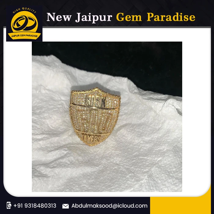 Factory Outlet 14k White Gold Champion Solid Full Ice Out Diamond Ring With Real Vvs Moissanite Diamond Ring For Men