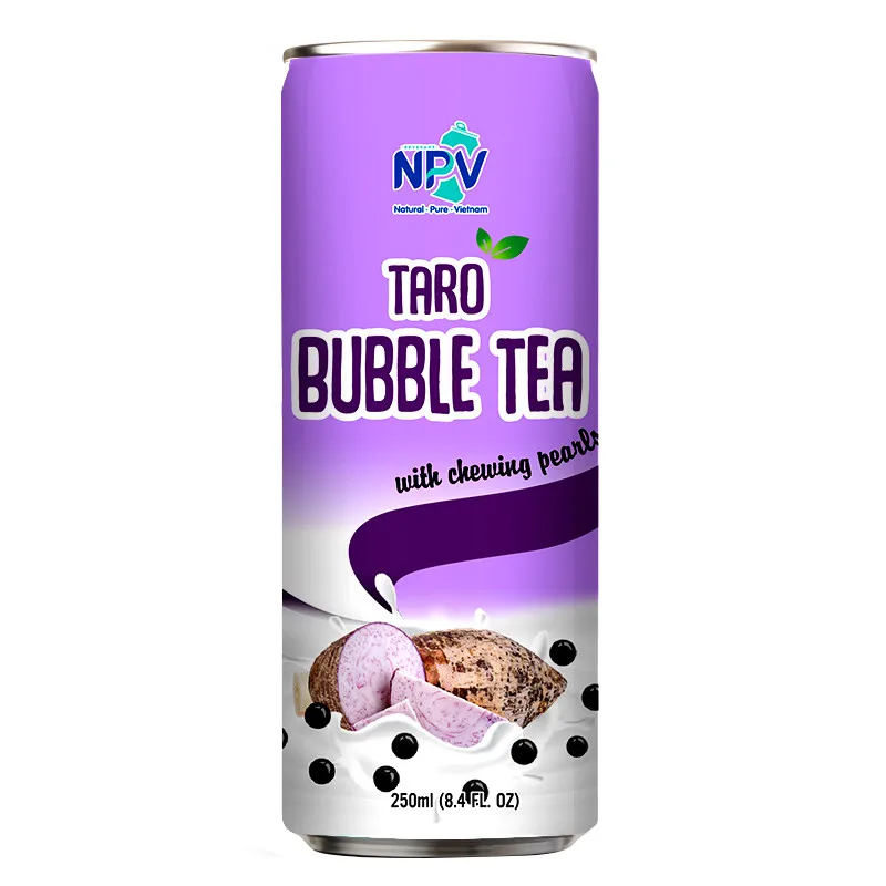 NPV 250ml Alu Can Bubble Tea Drink (Tinned) OEM Brand High Quality Taro flavor Bubble Tea Drink Export in Vietnam